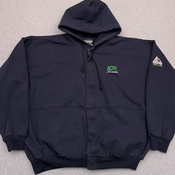 Bulwark FR Hoodie Mens XXL Blue Full Zip Flame Resistant Fleece Heavyweight LG&E - Picture 1 of 9